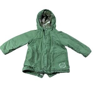 ZARA Baby Boy Green Hooded Jacket Size 12/18 Months Smile All Day‎ Play Everyday